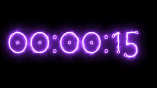 Purple energy neon timer 15 seconds (stopwatch)