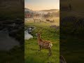 Peaceful Village Life with Wildlife 🦌🌿 | Cinematic Nature दृश्य | Deer Running &amp; River Views