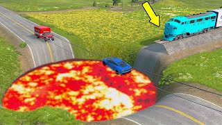 Trains vs Giant Crater 💥 BeamNG.Drive