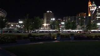 Cincinnati - Smale Riverfront Park Night View with Bengal's Stadium and Queen city view