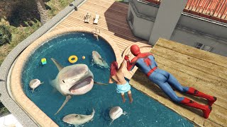 GTA 5 Water Ragdolls | Spiderman vs Shark ep.4
