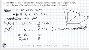 Ex 6.4 Class X Q7 Prove that the area of an equilateral triangle described on one side of a square
