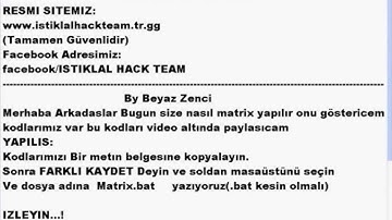 Hack Dersleri 1 Matrix Yapımı