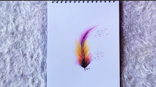رسم سهل| رسم ريشه ملونه بألوان خشبيه بطريقه سهله جدا |how drawing a feather by colored pencils