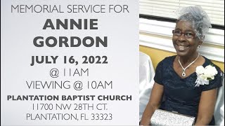 Thanksgiving service for the late Annie 'MISS ANN" Gordon @ Mt. Peace Baptist Church, Hanover