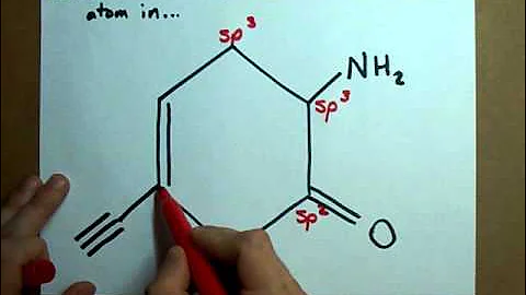 What is the hybridization of each atom in this molecule?