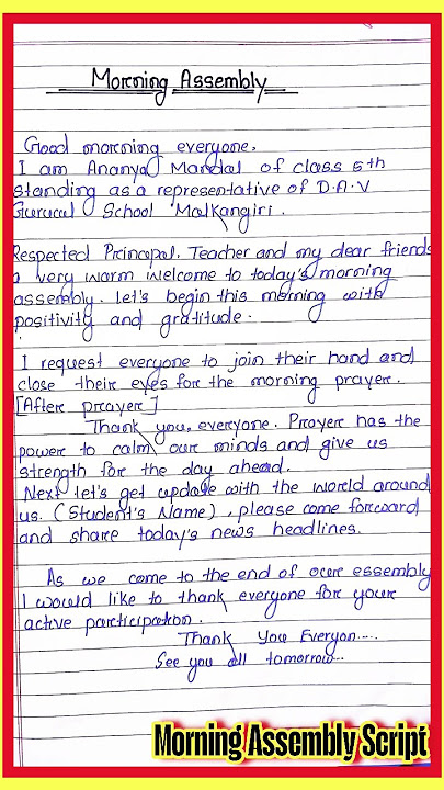 Anchoring script for morning assembly in English l Morning Assembly anchoring script in English