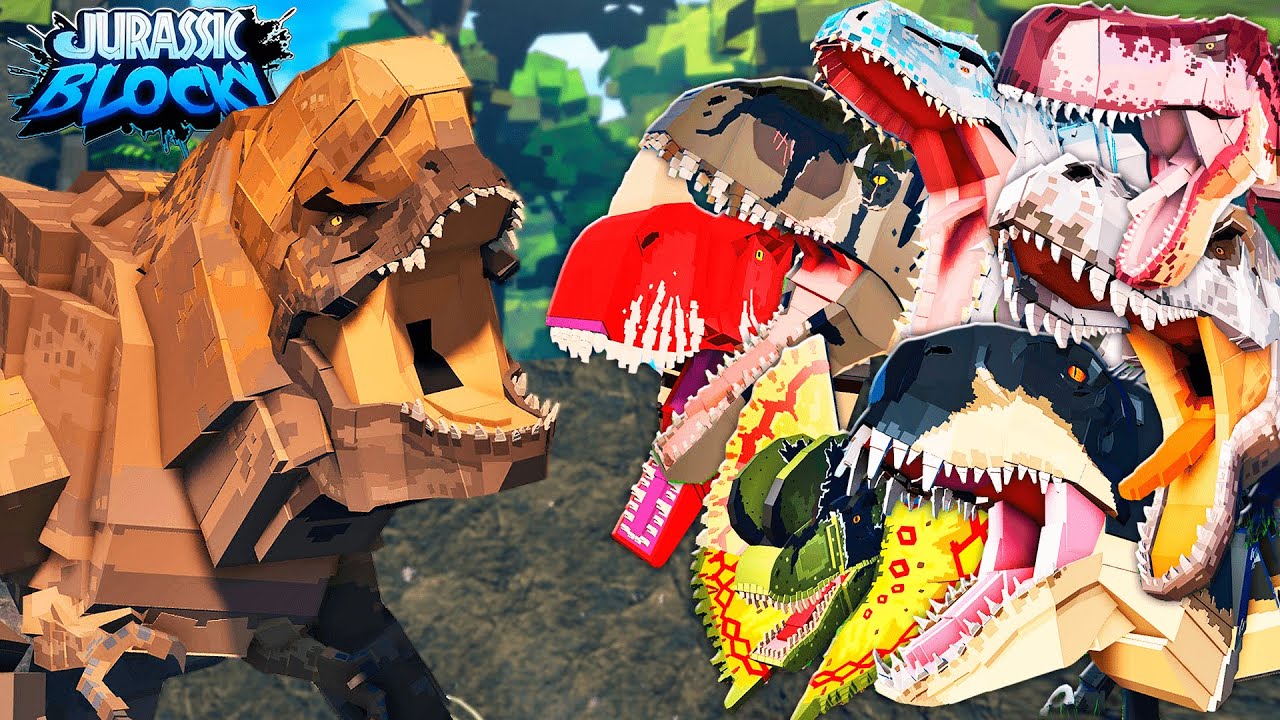 D-REX VS. TODOS OS DINOSSAUROS DO JURASSIC BLOCKY!! | ROBLOX