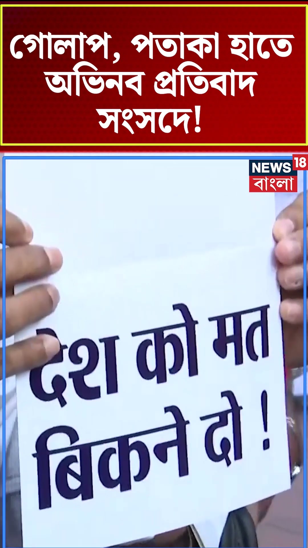 গোলাপ, পতাকা হাতে অভিনব প্রতিবাদ Parliament এ ! | N18S #shorts