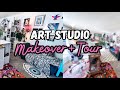 Huge art studio makeover  brightbold colored studio  studio tour