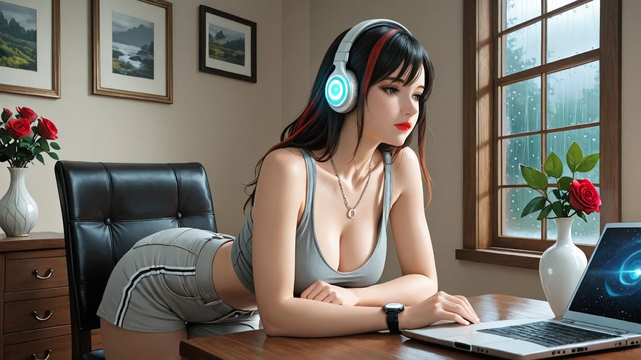 24/7 Cozy Lofi Beats | livestreaming | 🌧️💭Rainy Window with Gentle Rain, Thunder