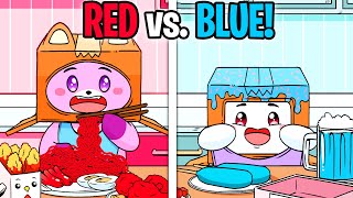Lankybox Red Vs. Blue Mukbang Animation Challenge Foxy & Boxy Eat