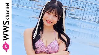 Luce Twinkle Wink☆・咲本美桜、くびれあらわなピンクチェックの水着で登場！＜Splash Summer×近代麻雀水着祭2024＞