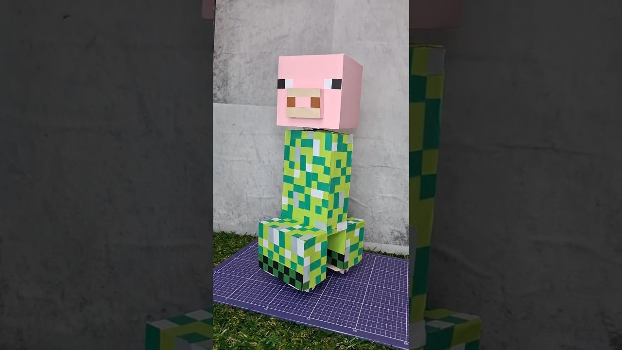 クリーパー作ってみた #ダンボール工作 #100均材料 #マイクラ