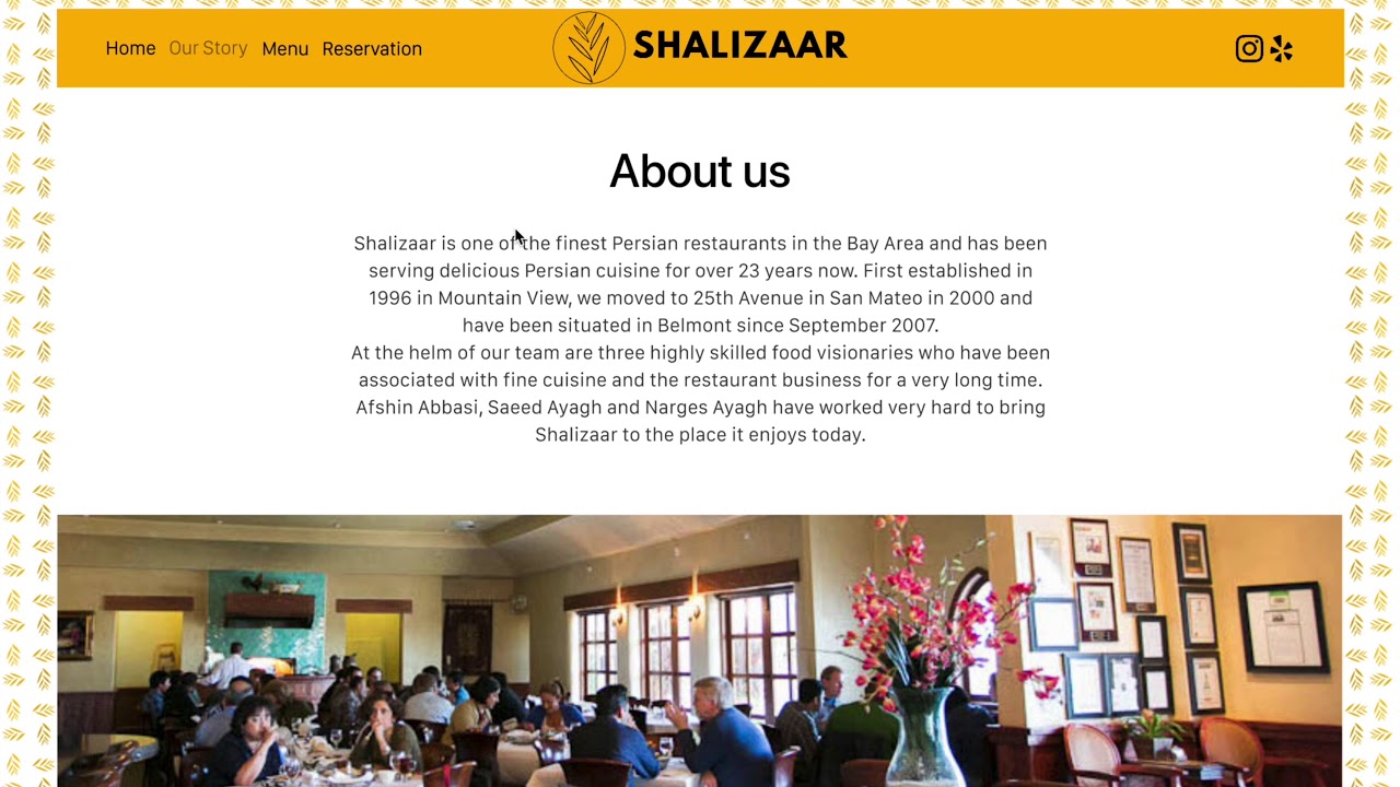 Website Shalizaar Restaurant Demo