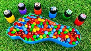 Satisfying Video | How To Make Mixing Candy M&M's in Foot BathTubs With Rainbow PlayDoh Beads ASMR