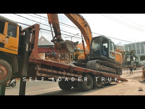 Excavator Naik Ke Atas Truck Self Loader🔺
