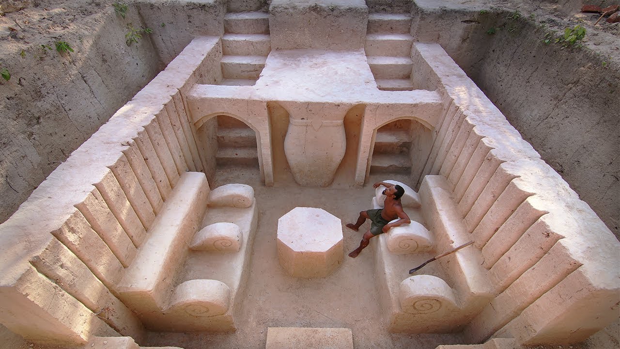 Building The Most Superior Underground House with Modern Living Room