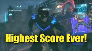 MY HIGHEST SCORE EVER! - Batman Arkham Knight - Combat Challenge Map (As Nightwing)