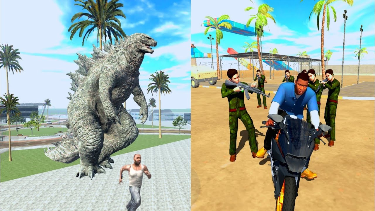 💥Godzilla Is Chasing Franklin In GTA5 - Godzilla Attacked Our City | Indian Bikes Driving 3D 