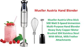 Mueller Austria Ultra-Stick 500 Watt 9-Speed Immersion Multi-Purpose Hand  Blender Heavy Duty Copper Motor Brushed 304 Stainless Steel