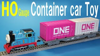 【 Thomas & Friends きかんしゃトーマス 】 Container toy → HO gauge　セリアのコキ（コンテナ車）を無理やりHOゲージ化