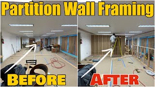 How To Frame A Partition Divider Wall In A Commercial Retail Space With 2x4s To Create Office Space
