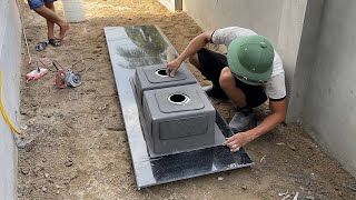 Amazing Techniques Building Table Kitchen From Brick and Granite - Complete Kitchen