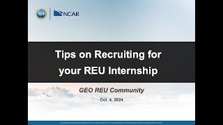 2024 REU - Recruiting for your GEO REU Internship