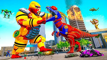 Wild Dinosaur Robot Vs Angry Gorilla Robot Battle Game 2021 - Android Gameplay