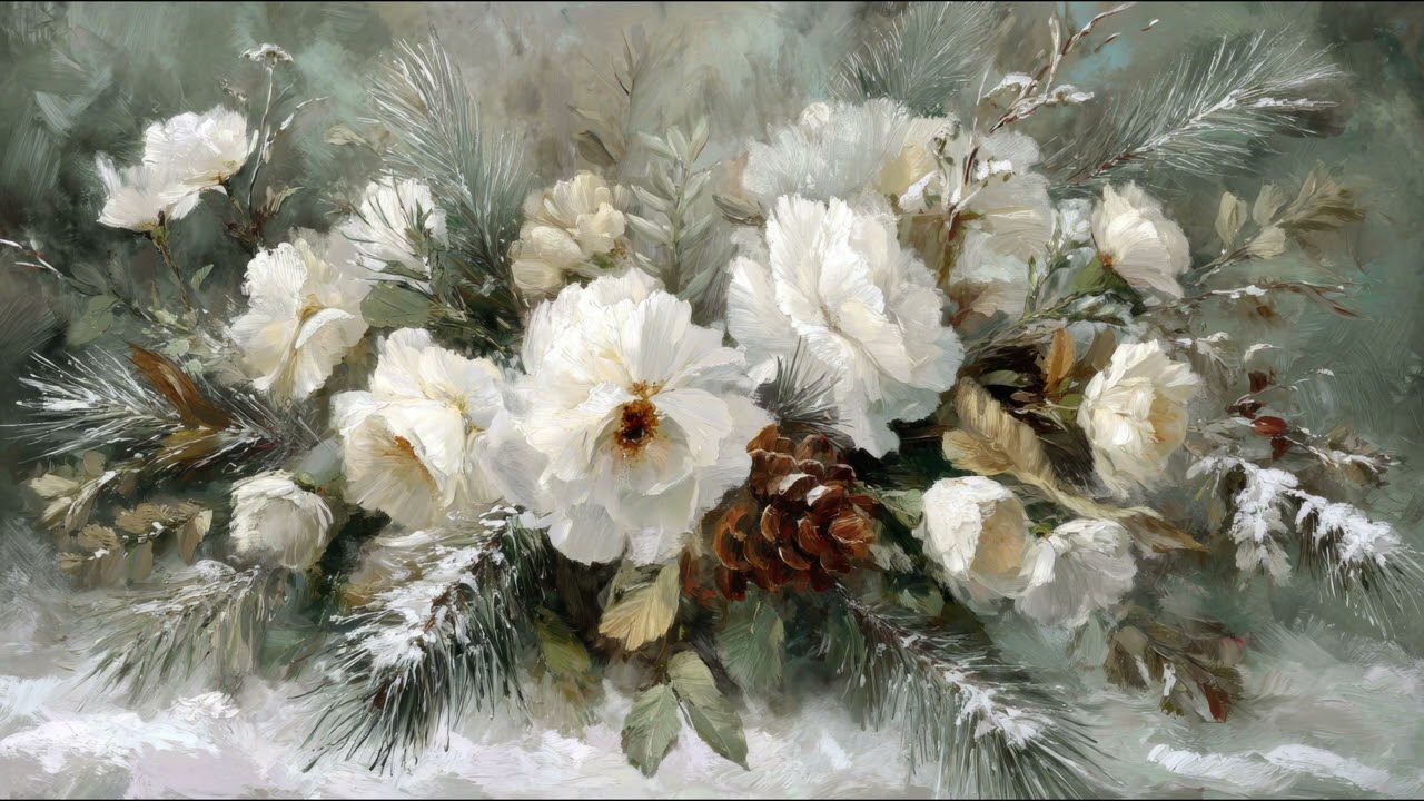 Winter Flowers TV Art 4K 🌸 Elegant Seasonal Floral Background & Screensaver