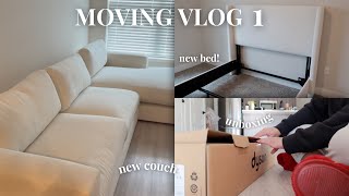 MOVING VLOG 1| Gettting Keys, Getting My New Couch, Unpacking + More!