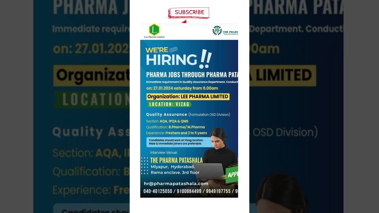 Pharma Jobs 2024 | Pharma Fresher jobs | Jobs In Hyderabad | part time jobs | work From Home jobs