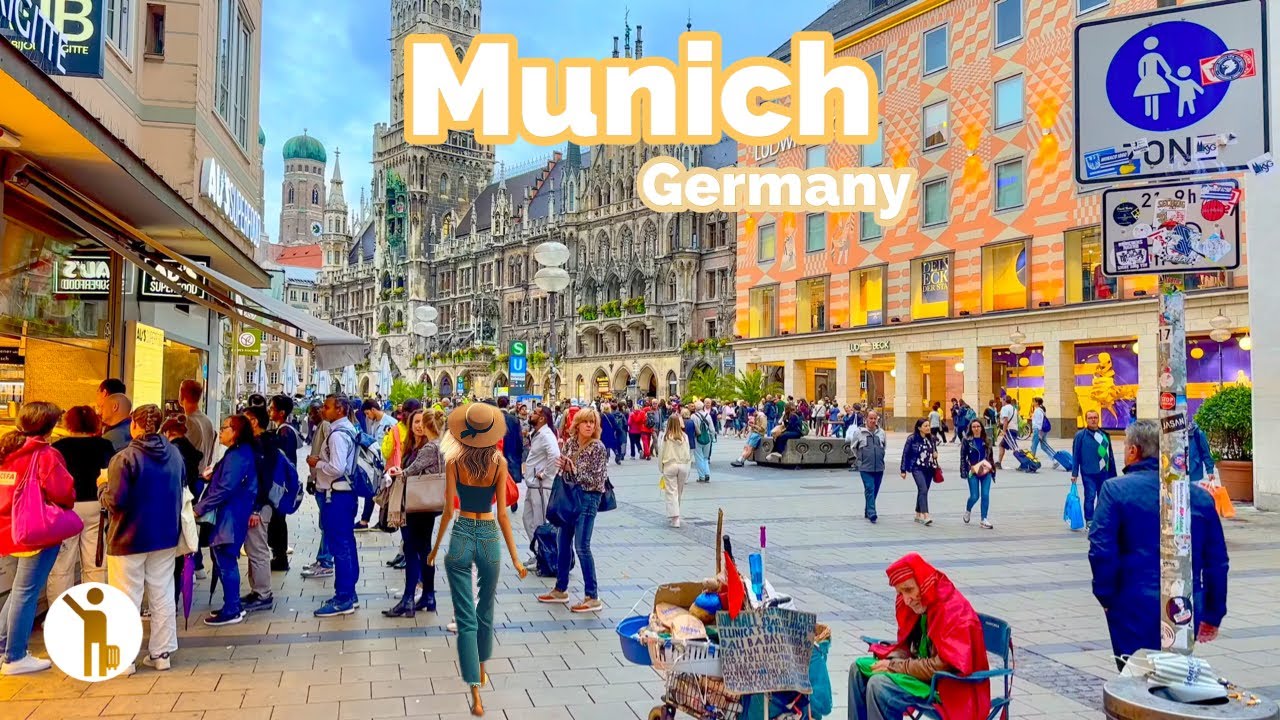 Munich, जर्मनी | शहर की सैर 4K | 22 मार्च 2024