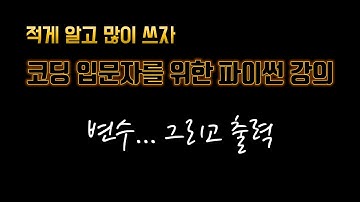 코딩 입문자용 파이썬 강의 : 1 변수... 그리고 출력