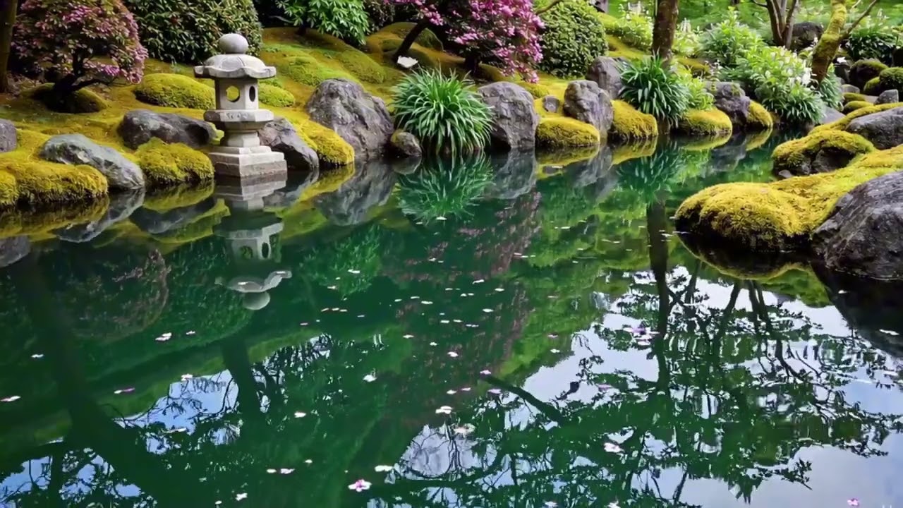 Serene Japanese Garden Pond 🍃 Relaxing Nature Ambience & Soft Musi