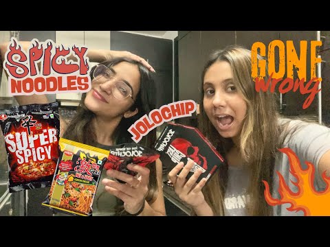SPICIEST JOLO CHIP🔥 Korean Noodles Challenge 💀 with @oyebhumikaaa