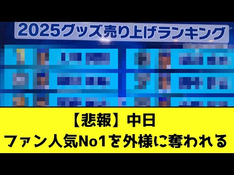 【悲報】中日、  ファン人気No1を外様に奪われるwwwwwwww【なんJ反応】