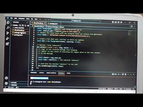 Makiing a telegram chat bot Using npm packages Explained in telugu