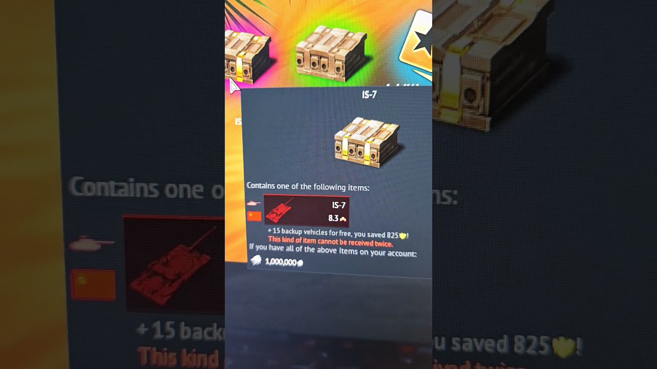 War Thunder pulling IS-7 from "Travel Suitcase" crate