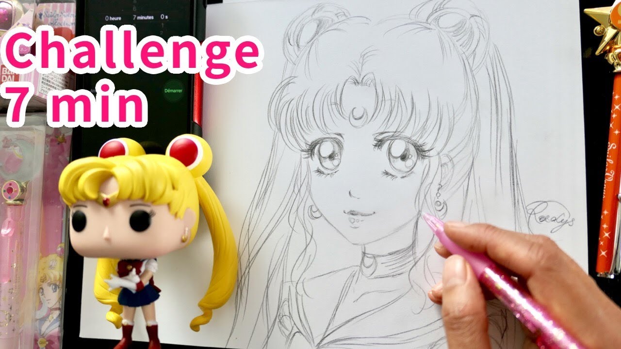 Challenge Manga En 7 Min Comment Je Dessine Au Crayon Sailormoon Tuto Fan Art Portrait Facile