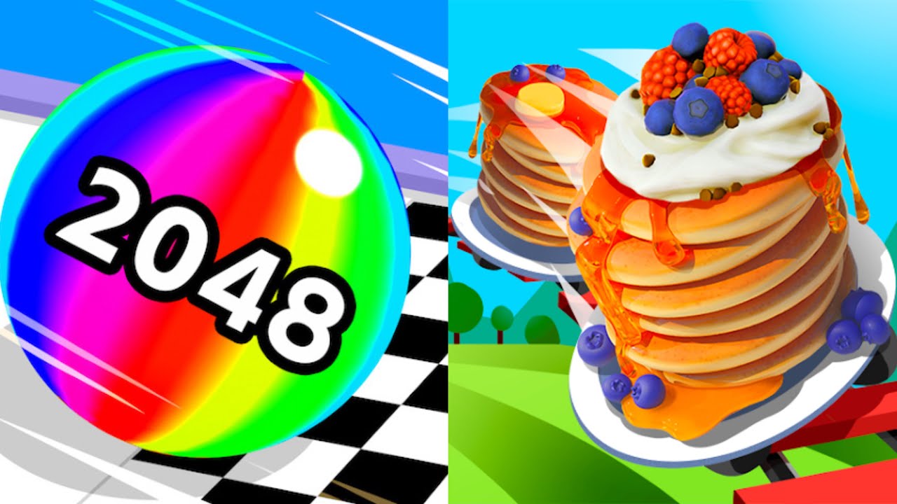 Ball Run 2048 vs Pancake Run Gameplay All Levels Android, iOS