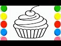 How to Draw and Colour Cupcake easily.Easy Step-by-Step tutorial 