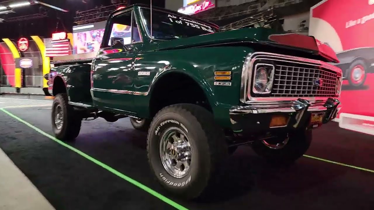 72 Chevrolet K20 Cheyenne coming off the Mecum Indy Fall Special block