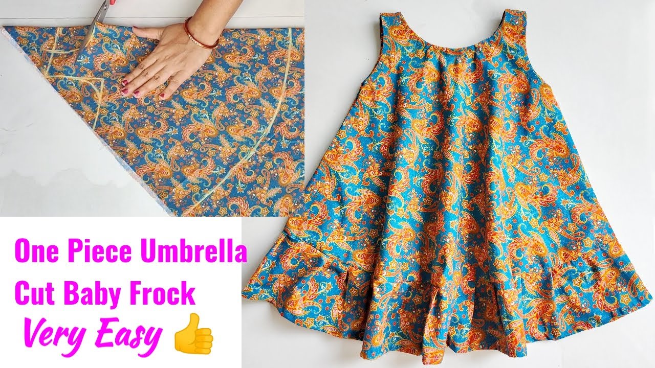 One piece umbrella cut baby frock cutting and stitching | Baby Frock cutting and stitching