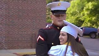 Marine surprises childhood friend at graduation