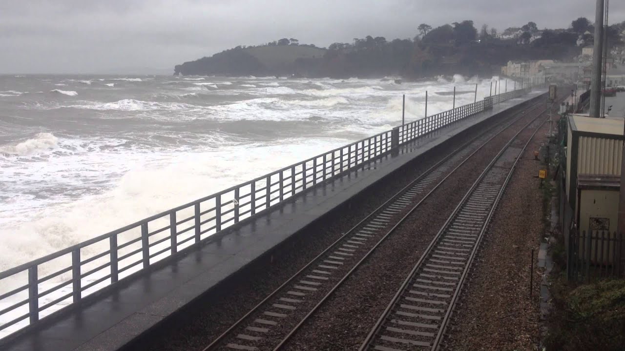 Big waves a Dawlish train station YouTube