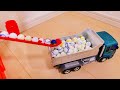 Marble run race asmr  haba wave slope jump slope  dump truck