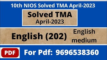 10th Nios English (202) Solved TMA 2022-23 II Nios solved assignment II nios april 2023 solved tma.