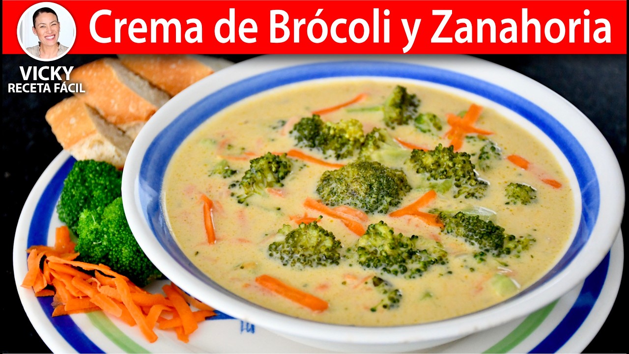 Crema de Brócoli y Zanahoria 🥦🥕 Cremosa, Fácil y Deliciosa | Vicky Receta Facil